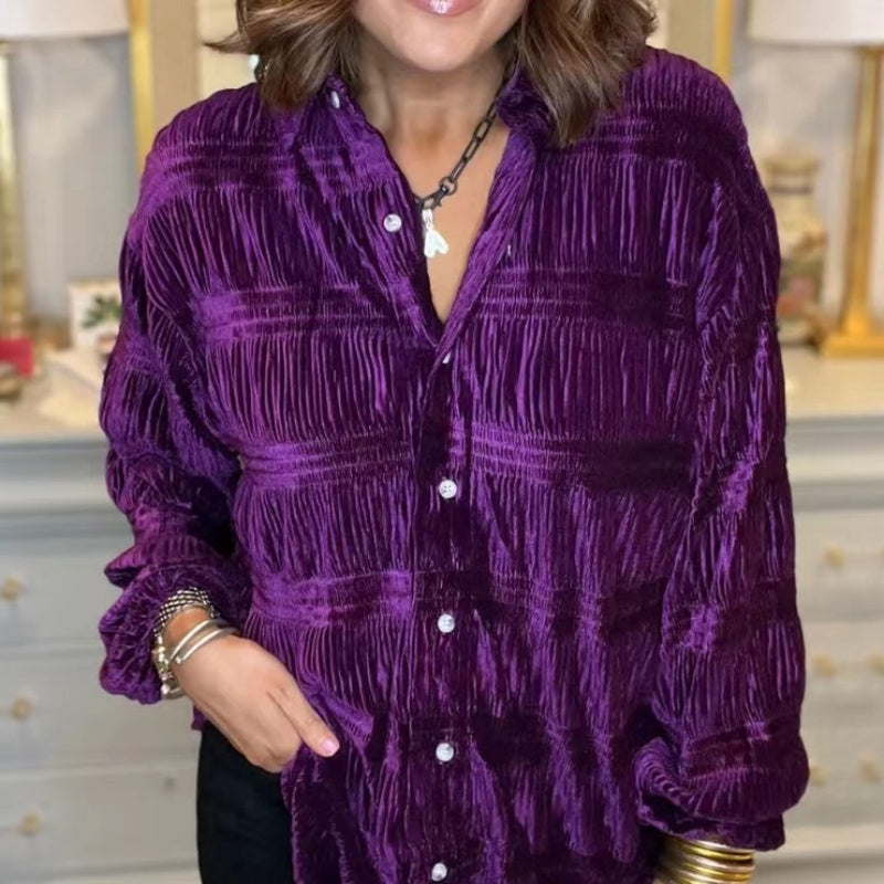 đNew for autumnâ¨Womenâs Trendy Casual Loose Fit Solid Color Blouse