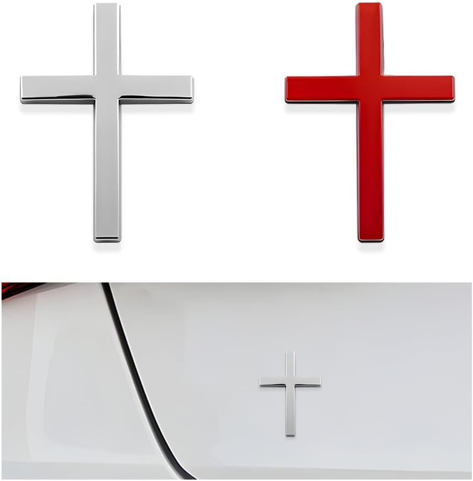🚗✝️ Metallischer 3D-Kreuz-Aufkleber zur Selbstklebung für Kratzer am Auto