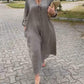 Casual V-neck Cotton and Linen Dress
