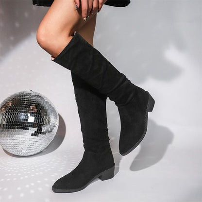 Fashionable Comfortable Knee-High Chunky Heel Boots