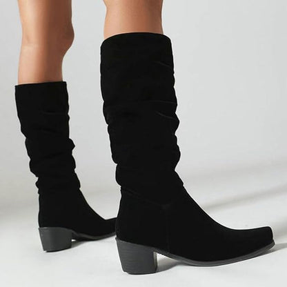 Fashionable Comfortable Knee-High Chunky Heel Boots