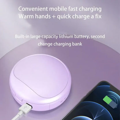 4-in-1 LED Lighted Mirror with Power Bank & Hand Warmer
