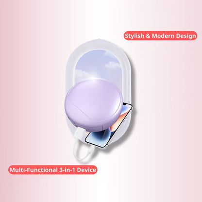 4-in-1 LED Lighted Mirror with Power Bank & Hand Warmer
