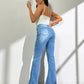 🔥🔥90S VINTAGE BUTTON FLY KNEE FRAYED HIGH WAIST FLARE JEANS