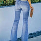 🔥🔥90S VINTAGE BUTTON FLY KNEE FRAYED HIGH WAIST FLARE JEANS