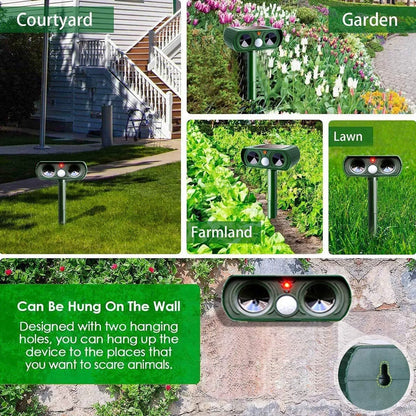 Outdoor Solar Powered Ultrasonic Animal Repeller