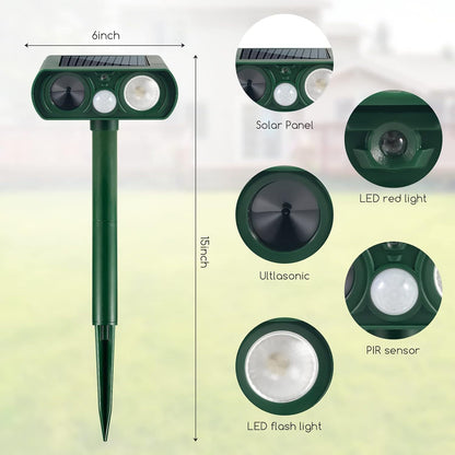 Outdoor Solar Powered Ultrasonic Animal Repeller